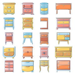 Nightstand bedside icons set. Cartoon illustration of 4 nightstand bedside vector icons for web