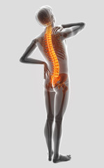 3D Illustration of male Feeling the back pain