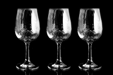 wine glass in black background