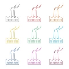 Factory icon, color icons set