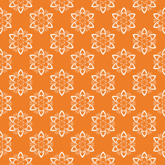 White floral seamless pattern on orange background
