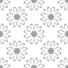 Fototapeta na wymiar Gray floral pattern on white. Seamless background