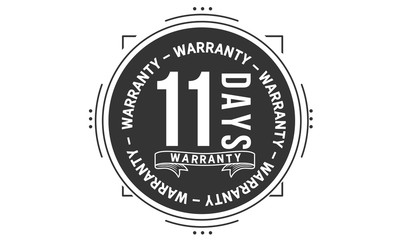 11 days warranty icon vintage rubber stamp guarantee