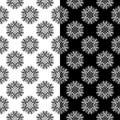 Black and white floral seamless patterns. Set of backgrounds