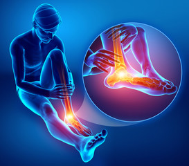 3d illustration of male foot with ankle pain