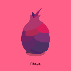 PITAYA
The illustration of purple pitaya or dragon fruit on pink background with word. 