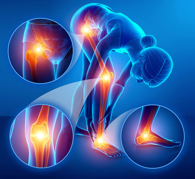 3d Illustration of Female feeling Leg pain