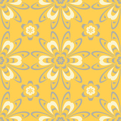 Fototapeta na wymiar Floral background. Yellow gray and white seamless pattern