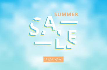 Summer Sale card. Banner with decoration. Vector illustration.