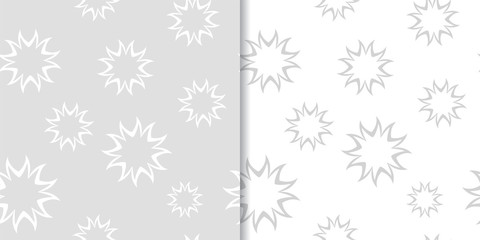 Light gray floral backgrounds. Set of seamless patterns
