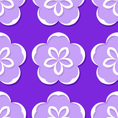Seamless floral background. Violet and lilac 3d pattern