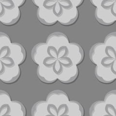 Seamless floral background. Gray 3d pattern