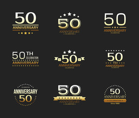 50th anniversary celebration logo set. 50 year jubilee banner.