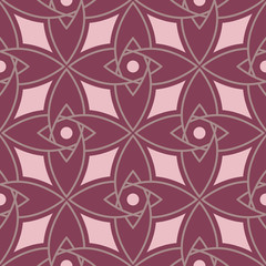 Geometric seamless pattern. Purple red background