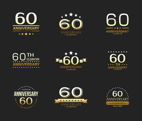 60th anniversary celebration logo set. 60 year jubilee banner.