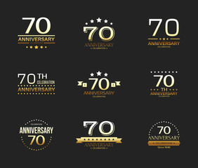 Fototapeta na wymiar 70th anniversary celebration logo set. 70 year jubilee banner.