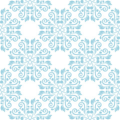 Light blue and white floral seamless pattern