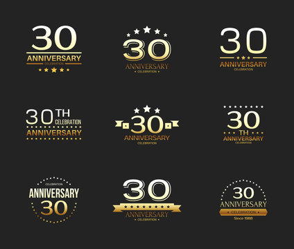 30th anniversary celebration logo set. 30 year jubilee banner.