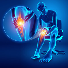 3d Illustration of Male feeling Knee pain