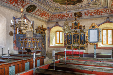 Fototapeta na wymiar Interior of a small old church