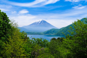 本栖湖と富士山