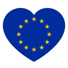 Icon heart symbol of love on the background national flag state European Union. Vector illustration.