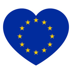 Icon heart symbol of love on the background national flag state European Union. Vector illustration.