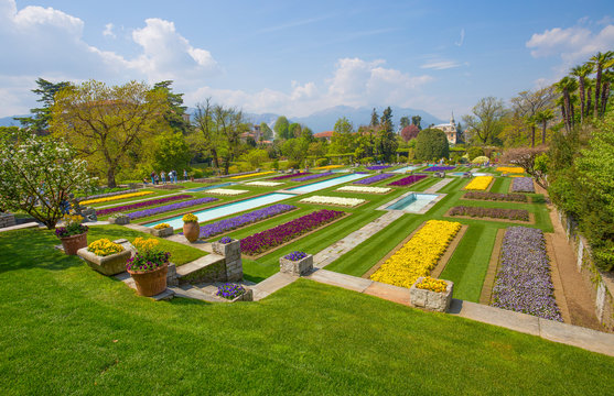 Terraced gardens in the botanical garden of Villa Taranto in Pallanza, Verbania, Italy.