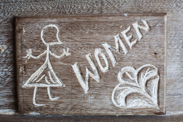 señal de baño de mujeres de señoras cartel en madera