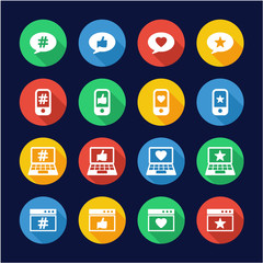 Feedback or Rating Icons Flat Design Circle