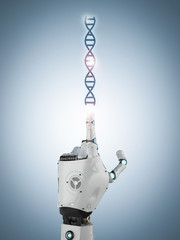 robot holding dna helix.