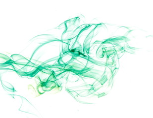 Green smoke on white background