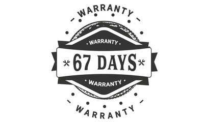 67 days warranty icon vintage rubber stamp guarantee