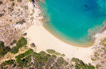 Bird View of Amazing Tris Klisies Bay in Ios Island, Cyclades, Greece. Spectacular bay for relaxing...