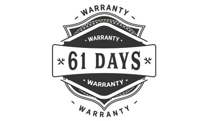 61 days warranty icon vintage rubber stamp guarantee