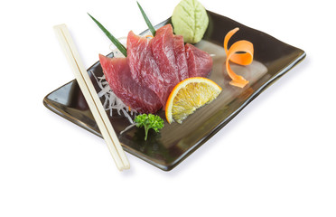 Tuna sashimi, raw fish in traditional Japanese style