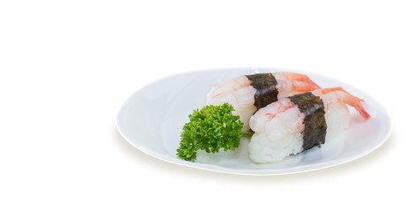 Sushi - ama Ebi Nigiri on a white