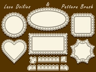 Set of napkins with lace edges and pattern brush is included in the palette.