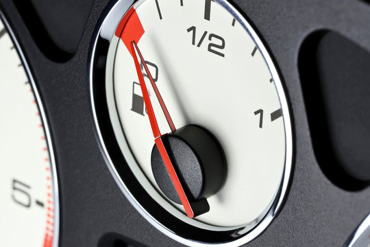 fuel gauge in car dashboard - empty