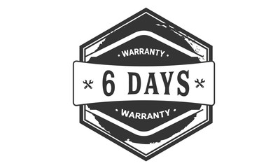 6 days warranty icon vintage rubber stamp guarantee