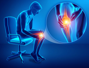 3d Illustration of Male feeling Knee pain