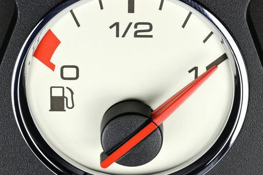 fuel gauge in car dashboard - full