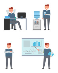 Set of Icons of Busimessmen Vector Illustration