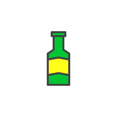 Beer bottle filled outline icon, line vector sign, linear colorful pictogram isolated on white. Alcoholic drink symbol, logo illustration. Pixel perfect vector graphics