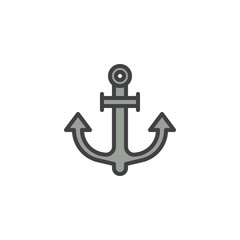 Anchor filled outline icon, line vector sign, linear colorful pictogram isolated on white. Marine anchor symbol, logo illustration. Pixel perfect vector graphics