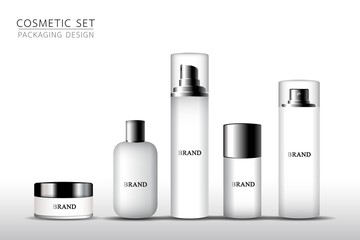 Product mock up design. Cosmetic set on the white background. Vector illustration EPS10