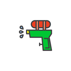 Water gun filled outline icon, line vector sign, linear colorful pictogram isolated on white. Plastic water pistol symbol, logo illustration. Pixel perfect vector graphics