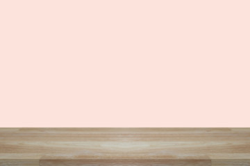 Empty wooden desk of free space and colour pastel for a catering or food background,Template mock up for display montages of product.