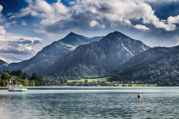 Schliersee mit Badeinsel vom Strandbad