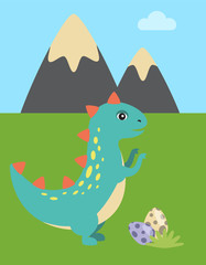 Ancient Animal and Egg Set Vector Illustration